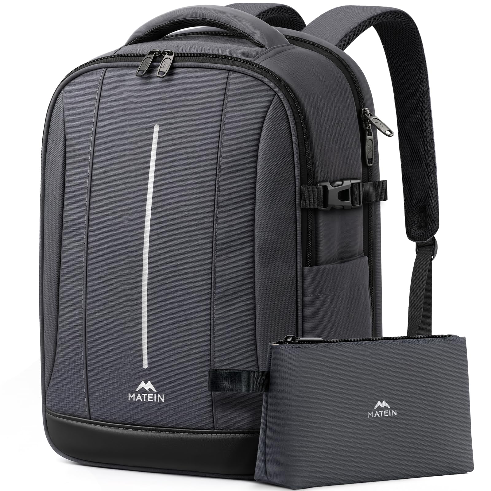 MATEIN Zaino Porta PC 15,6 Pollici, Zaino Lavoro Uomo per Laptop Notebook | Zaino PC Portatili con Custodia Organizer, Zaino Antifurto da Viaggio 40x30x16cm, per Ufficio, Viaggio e Università, Grigio