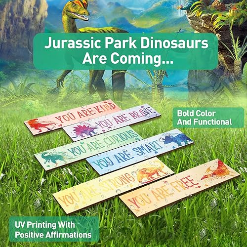 Miniatura 3 de 6 piezas de decoración de habitación de dinosaurios, arte de pared de parque jurásico, regalos de dinosaurios para niños y niñas con envoltura de