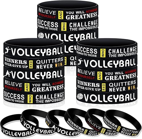 Deekin Paquete de 36 pulseras de voleibol de regalo de voleibol, regalos de fiesta, pulseras de silicona de goma con citas inspiradoras para