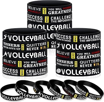 Deekin 36 Pack Volleyball Gift Volleyball Bracelets Party Favors Rubber Silicone Wristbands with Quotes Inspirational for Team Sports Party Supplies