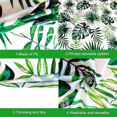 Miniatura 6 de KatchOn, Manteles hawaianos para fiestas, 2 piezas, 54 x 108 pulgadas, mantel Luau, decoraciones de fiesta Luau, mantel tropical de hojas verdes,