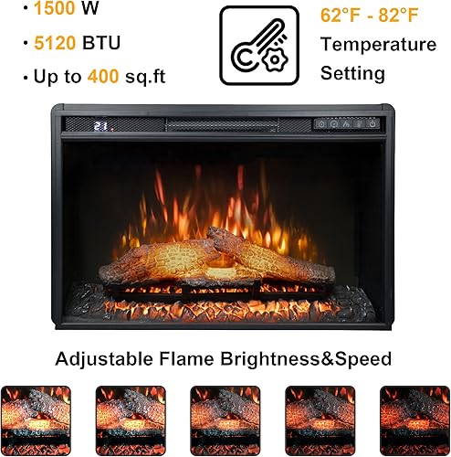 Miniatura 6 de Rodalflame Soporte de TV con chimenea para televisores de hasta 82 pulgadas, centro de entretenimiento con puerta plana con chimenea eléctrica