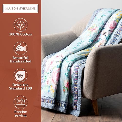 Miniatura 2 de Maison d' Hermine Manta Decorativa para Sofá Ligera Suave Cálida Transpirable de Algodón Mantas para Cama Niñas Niños Mujeres Hombres Regalos Sofá