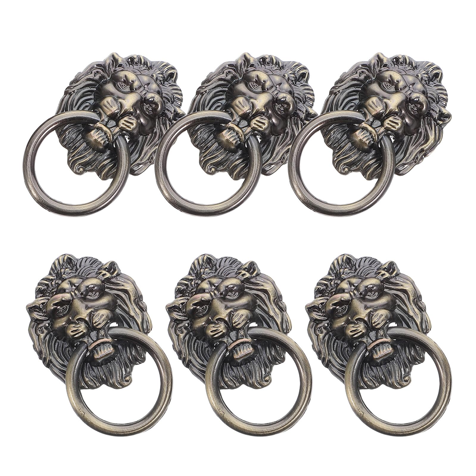 Tiradores de anillo cabeza de león vintage para renovar armarios y puertas de muebles, 6 uds