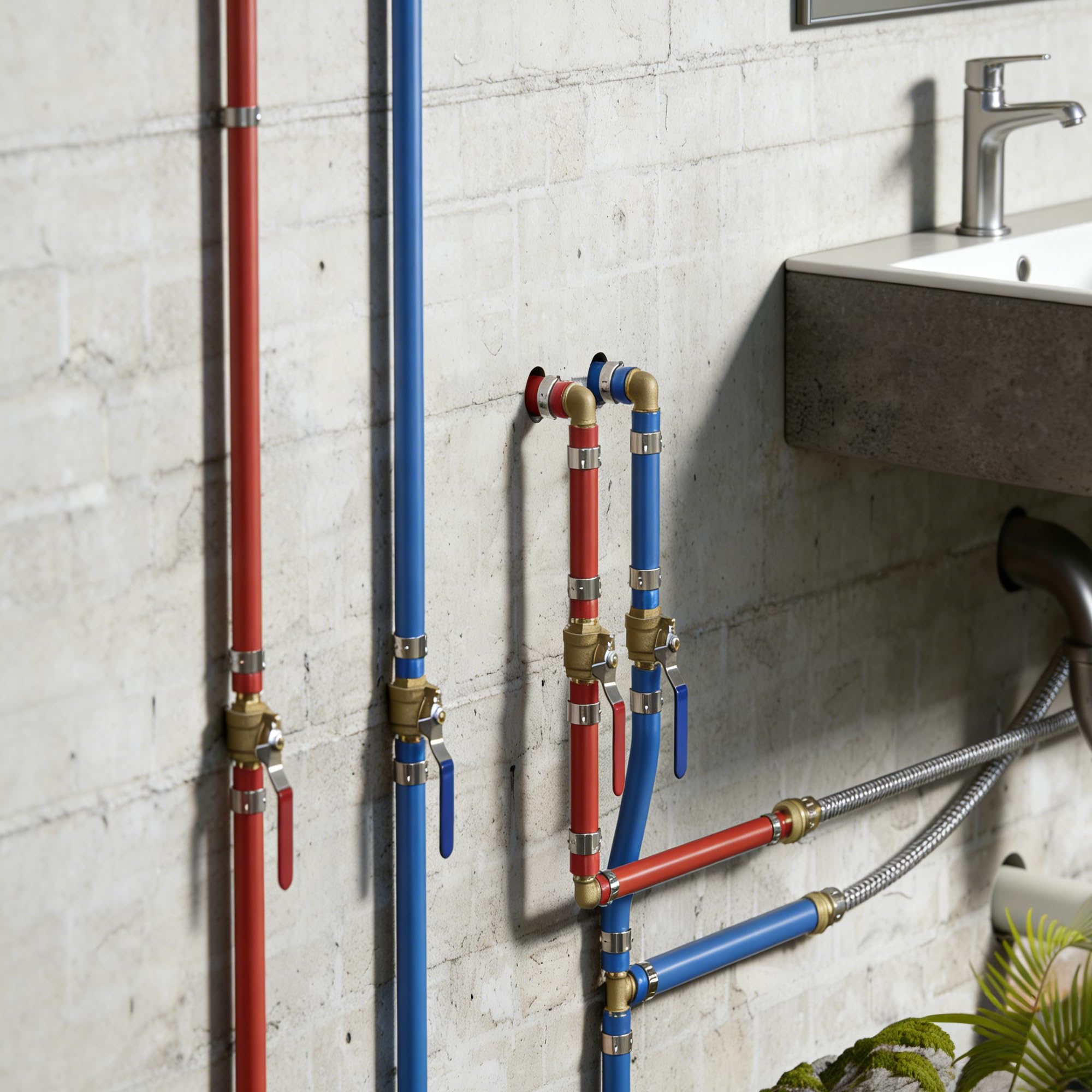 Hourleey 10 válvulas de bola de latón Pex de 3/4 pulgadas con puerto completo caliente y frío, cuarto de vuelta caliente (rojo) frío (azul) de latón con parada de agua, 1 pieza cada una