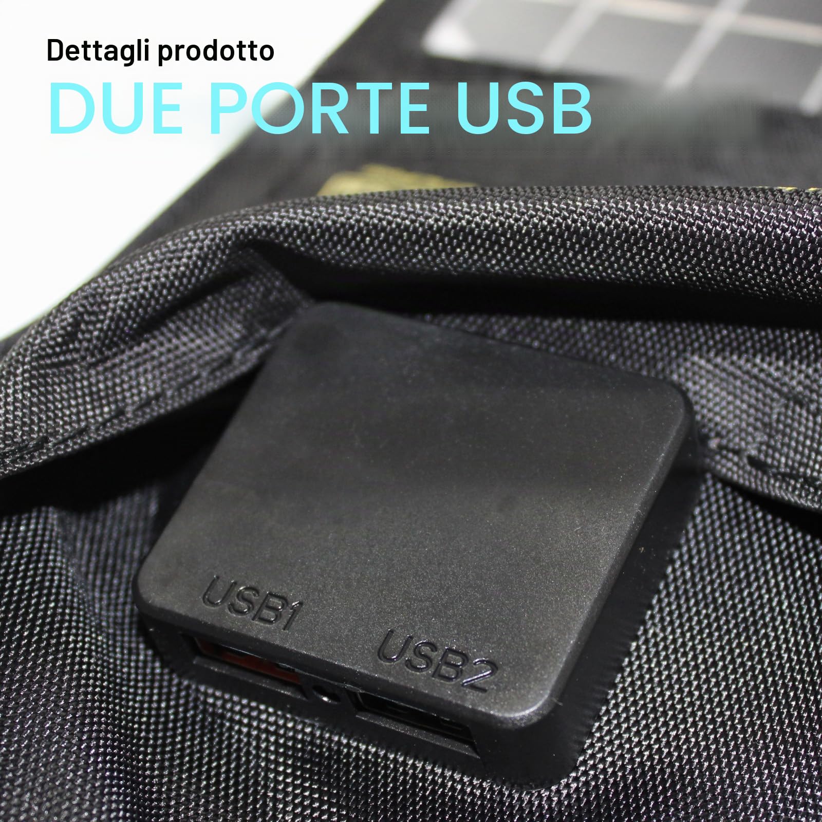 Caricatore Solare Portatile 21W Impermeabile pannello solare pieghevoli 2 porte USB powerbank solare per telefoni cellulari, tablet e altri dispositivi digitali (21W)