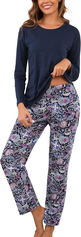 PNAEONG Pijama feminino com blusa de manga longa e calça comprida