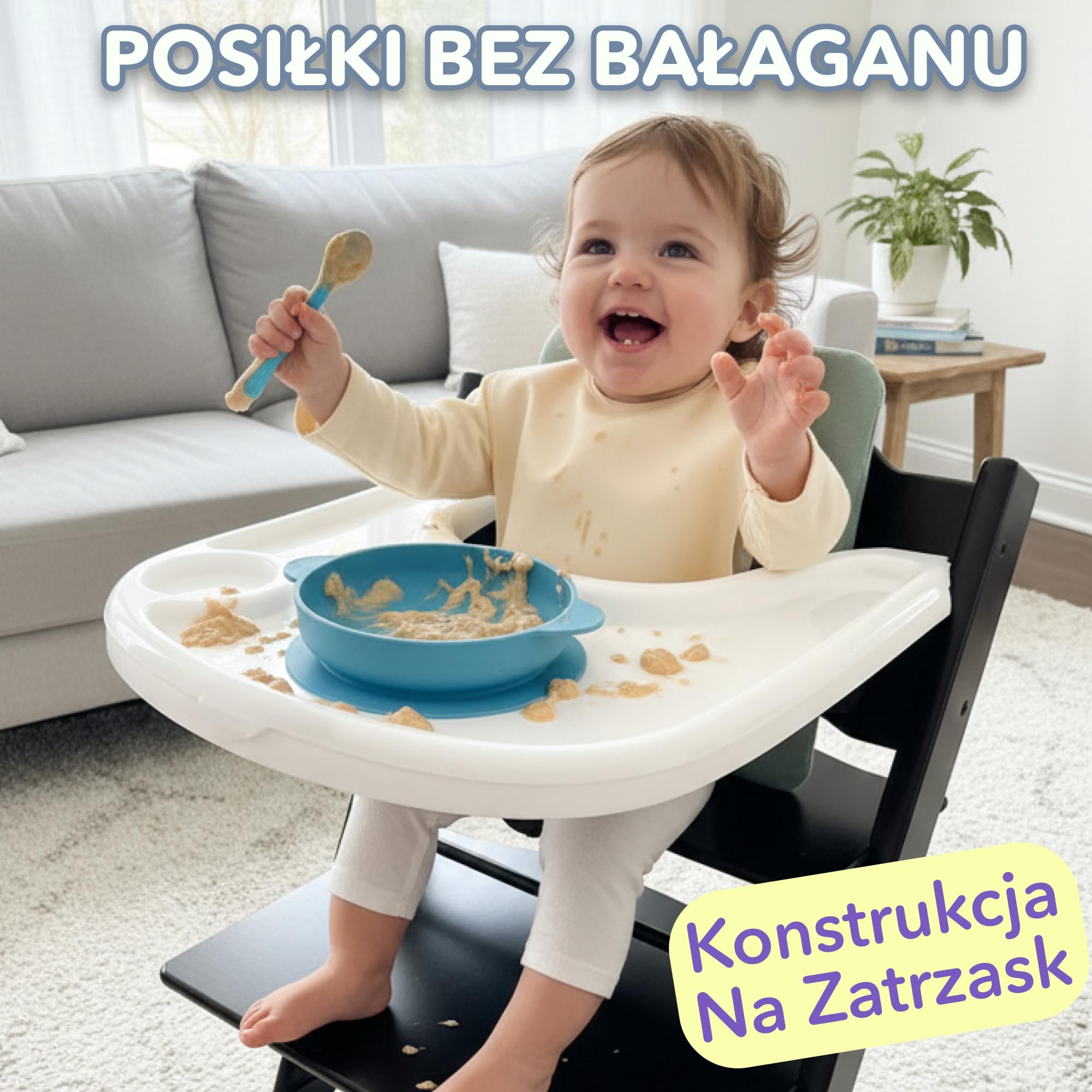 Osłona na Tacę do Krzesełka do Karmienia – Kompatybilna z Stokke Tripp Trapp – Przezroczysta | Bez BPA, zatrzaskowa, mocne przyleganie i łatwa do czyszczenia