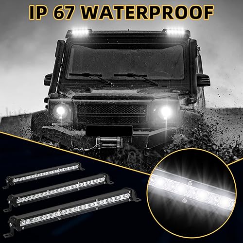 Miniatura 5 de 6 barras LED de 14 pulgadas, barra LED de fila de señal automotriz a granel, barra LED de 36 W 3600 lm Ip67, impermeable, delgada, todoterreno, luz