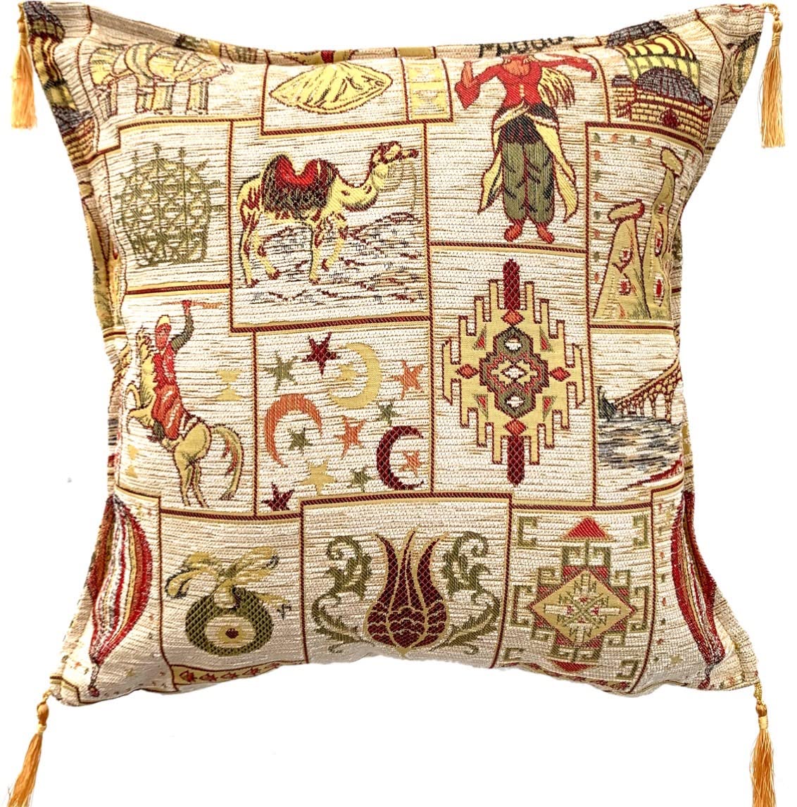 Amazon.co.jp: トルコ クッションカバー フリンジ付 45cm×45cm