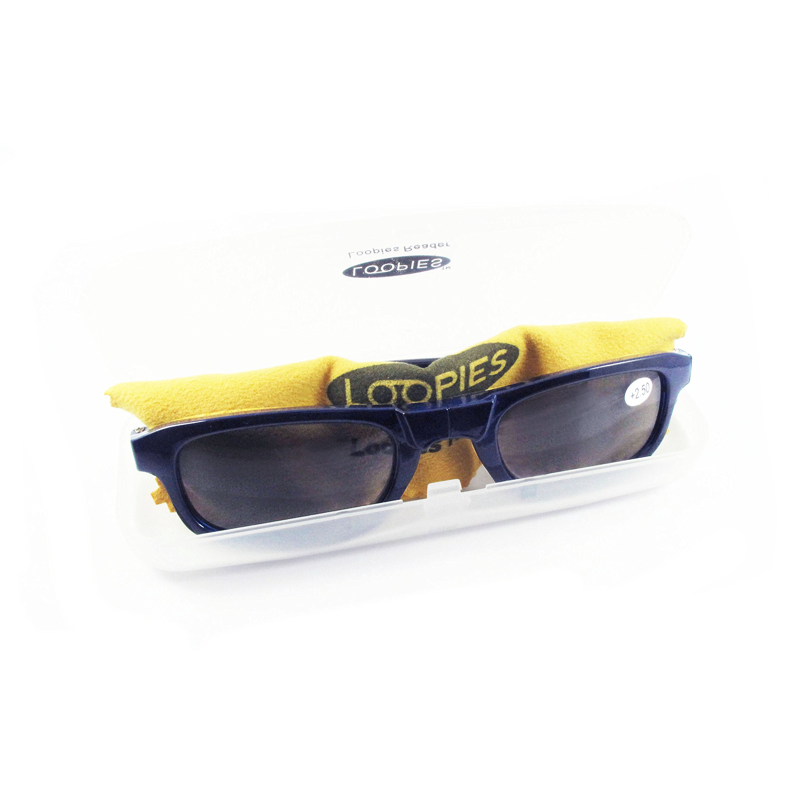Loopies haute qualité Photochromatiques Magnétique Lecture lunettes. Unisexe, Réglable, Pliable et Avant Connexion avec Confortable et Flexible Cou boucle "collier" Livré avec Gratuit étui et chiffon nettoyant - Bleu