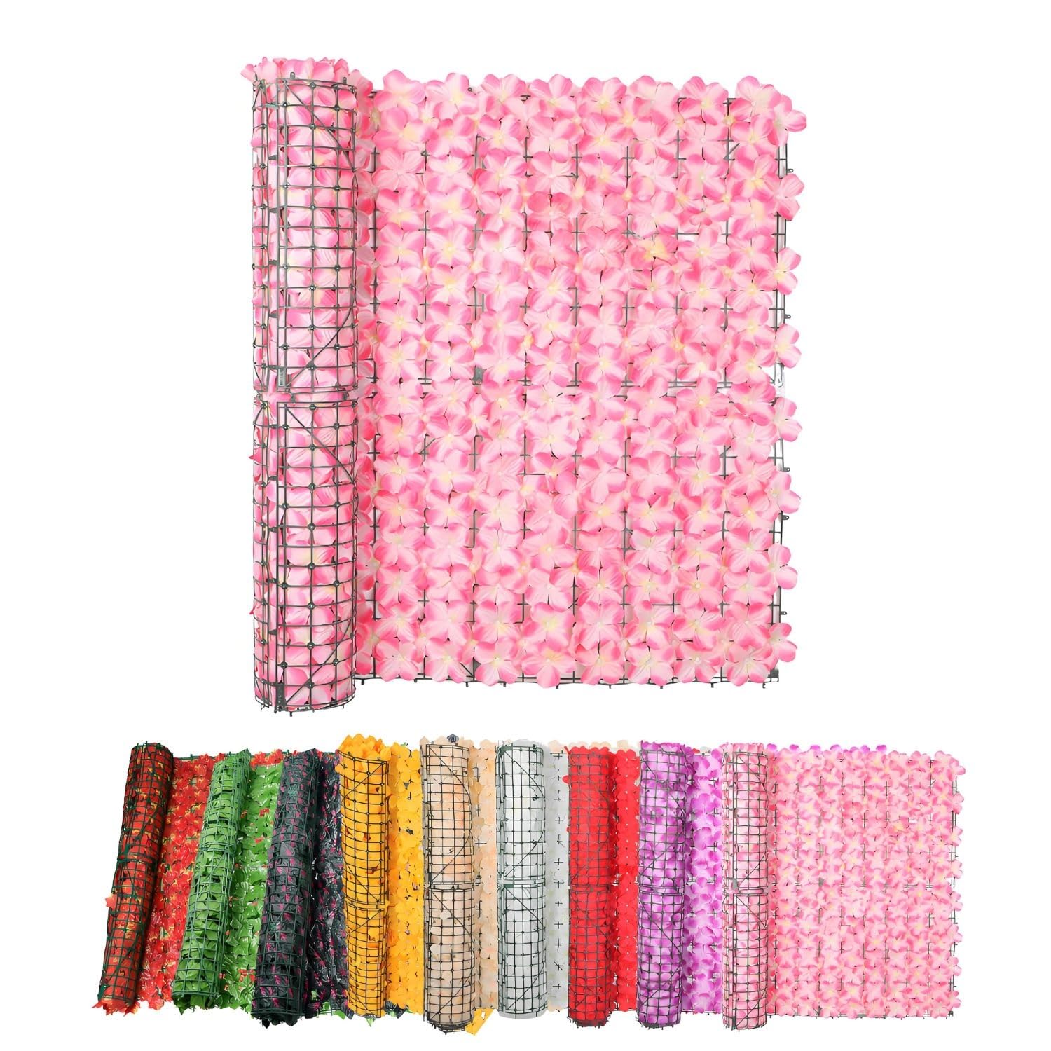 Sztuczne rośliny ścienne 50 cm do 300 cm dekoracja balkonu i ogrodzenia 100 szt. plastikowych opasek kablowych (różowe 50 x 300 cm) odporne na promieniowanie UV łatwa instalacja