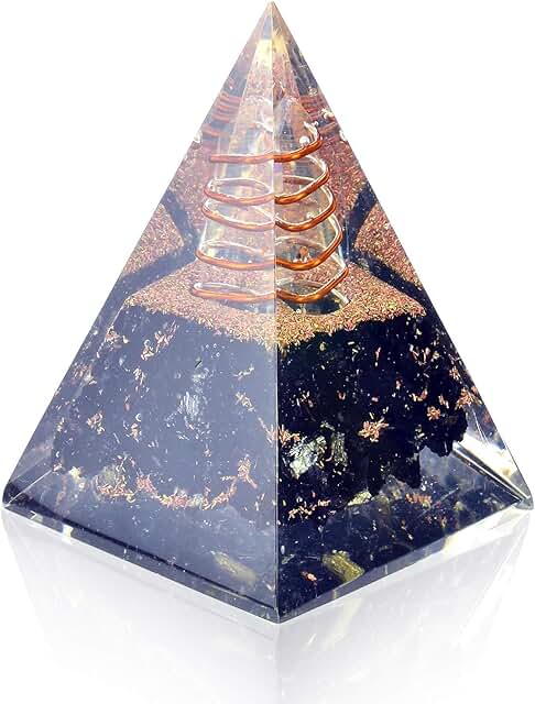Orgone Pyramid-Black Tourmaline-Crystal-Chakra Balancing Orgone Energy Generator- Nubian Orgonite Pyramid for E-emission P...