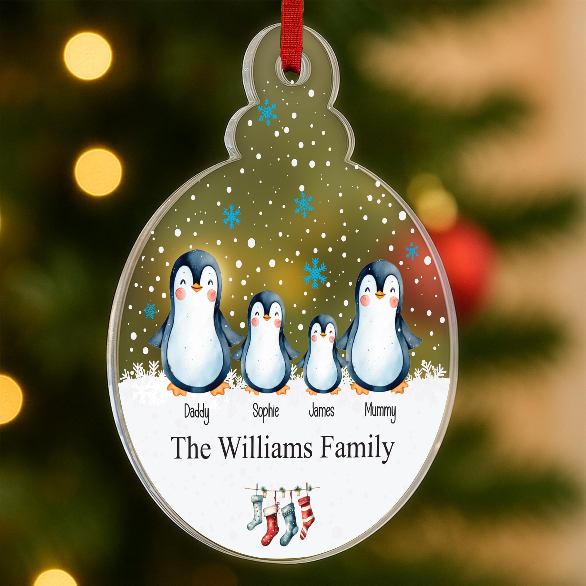 Star Online Penguin Family Personalised Christmas Baubles Custom Christmas Tree Decorations Acrylic Hanging Ornaments Xmas Tree Bauble For Family 2025 Festive Décor (Penguin Family)