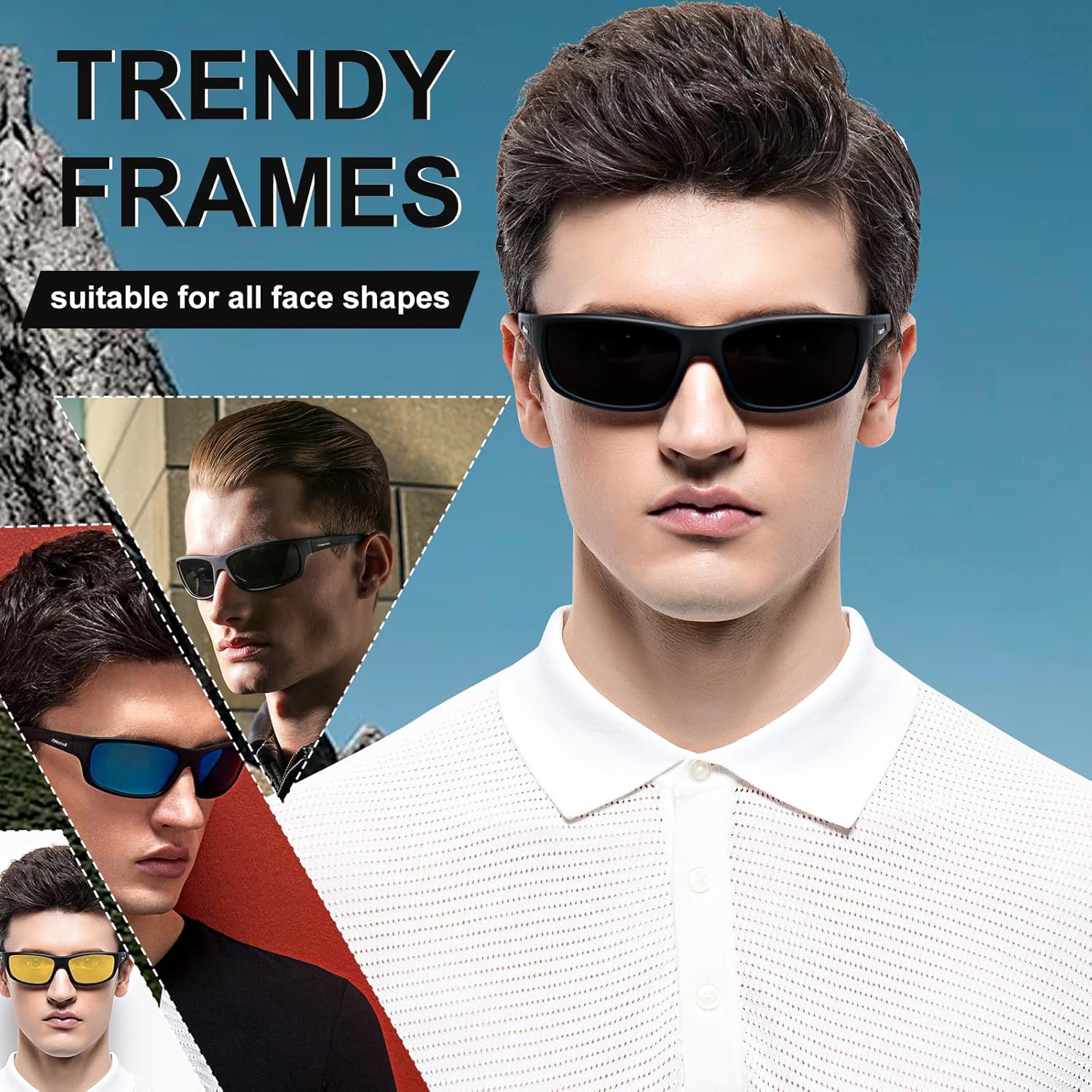 POLARKING Polarized Sport Sunglasses for Men Matte Finish Sun glasses Mirror Lens UV Blocking - Image 2