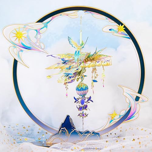 Miniatura 6 de MU Rompecabezas de metal 3D, timbre de viento, carillón de viento, kits de construcción para adultos y adolescentes, rompecabezas de campanilla de