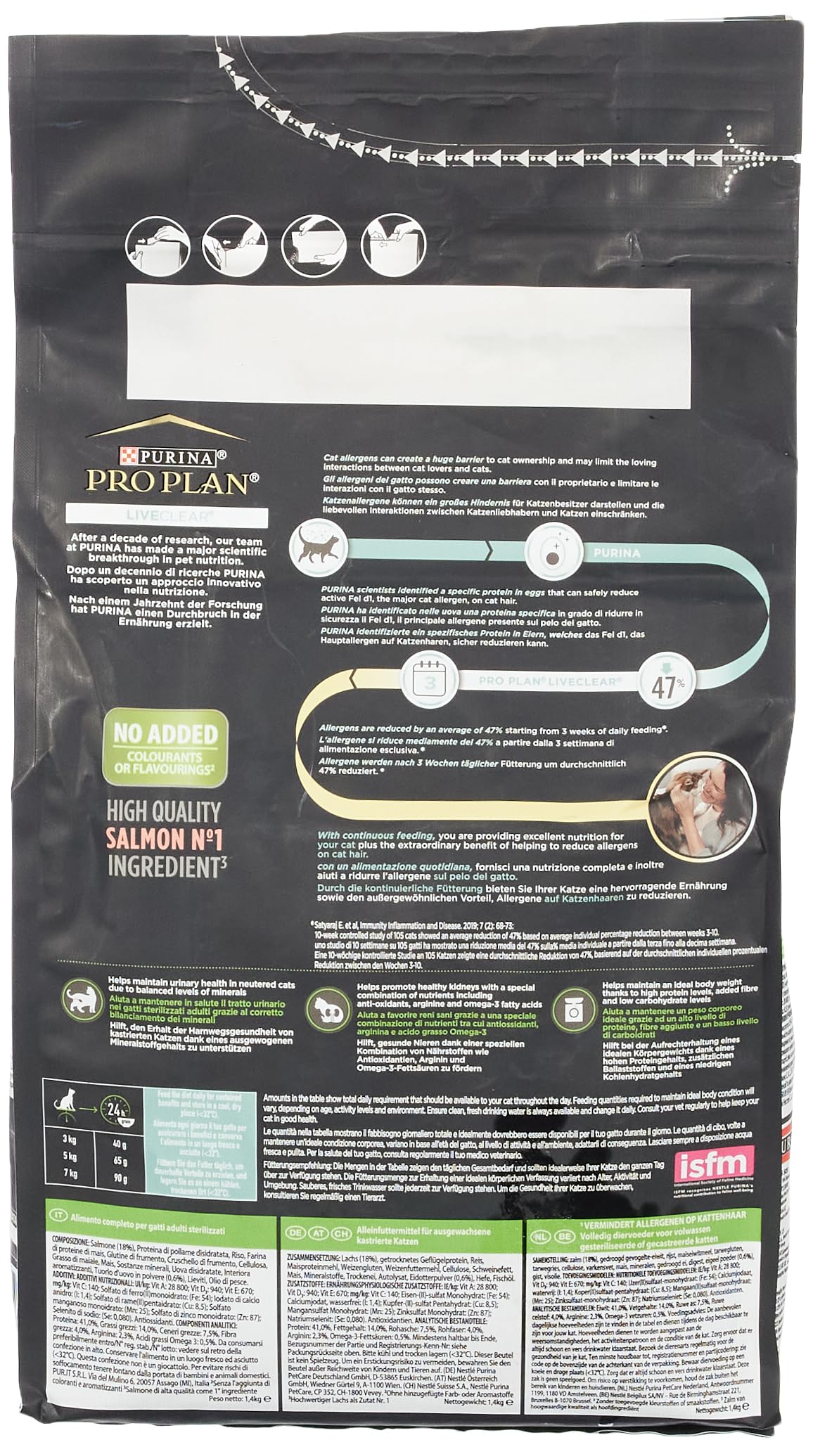 Purina PRO PLAN LiveClear Sterilised Adult | 1,4 kg | Alimento Completo para Gatos | con salmón