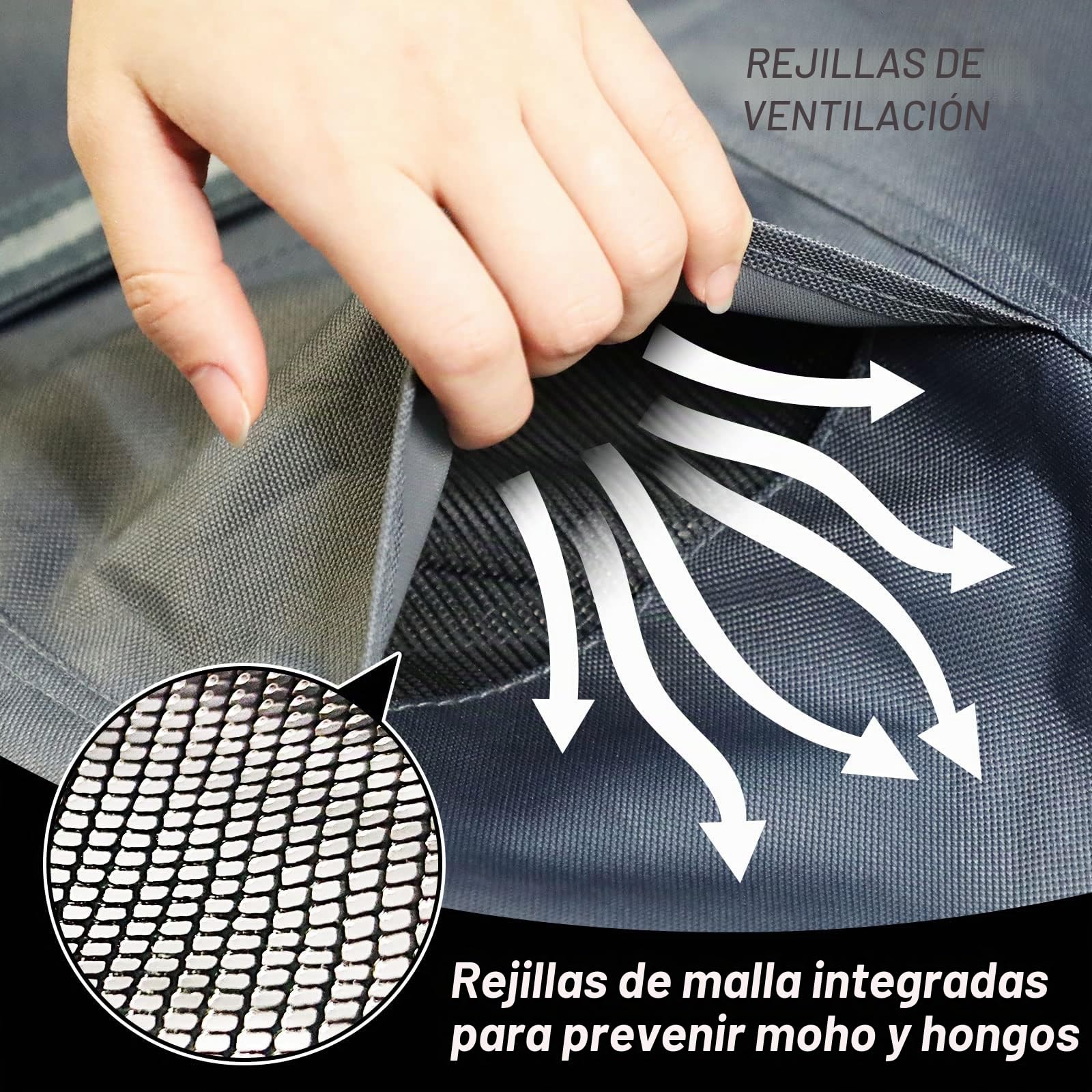 Juego de fundas rectangulares para muebles de jardín con ventilación de aire, tela Oxford 600D, resistente al agua, resistente al viento, 200 x 160 x 71 cm