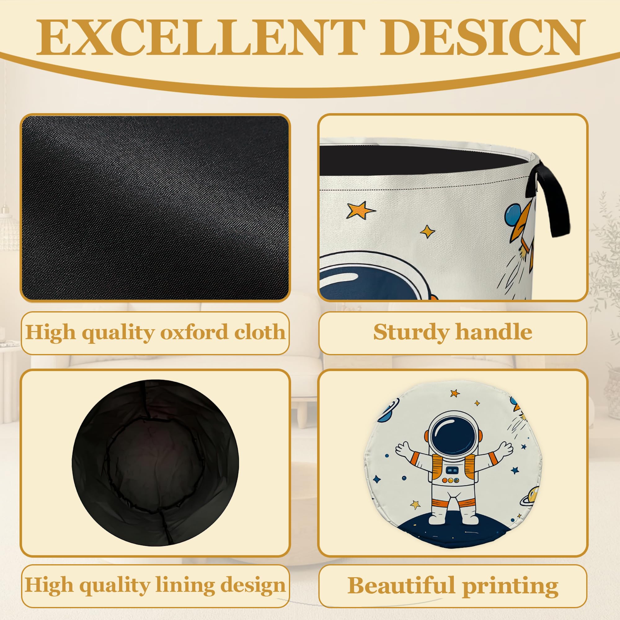 Laundry Basket, Dirty Clothes Basket, Foldable Waterproof Oxford Cloth Storage Basket for Bedroom Bathroom - Image 3