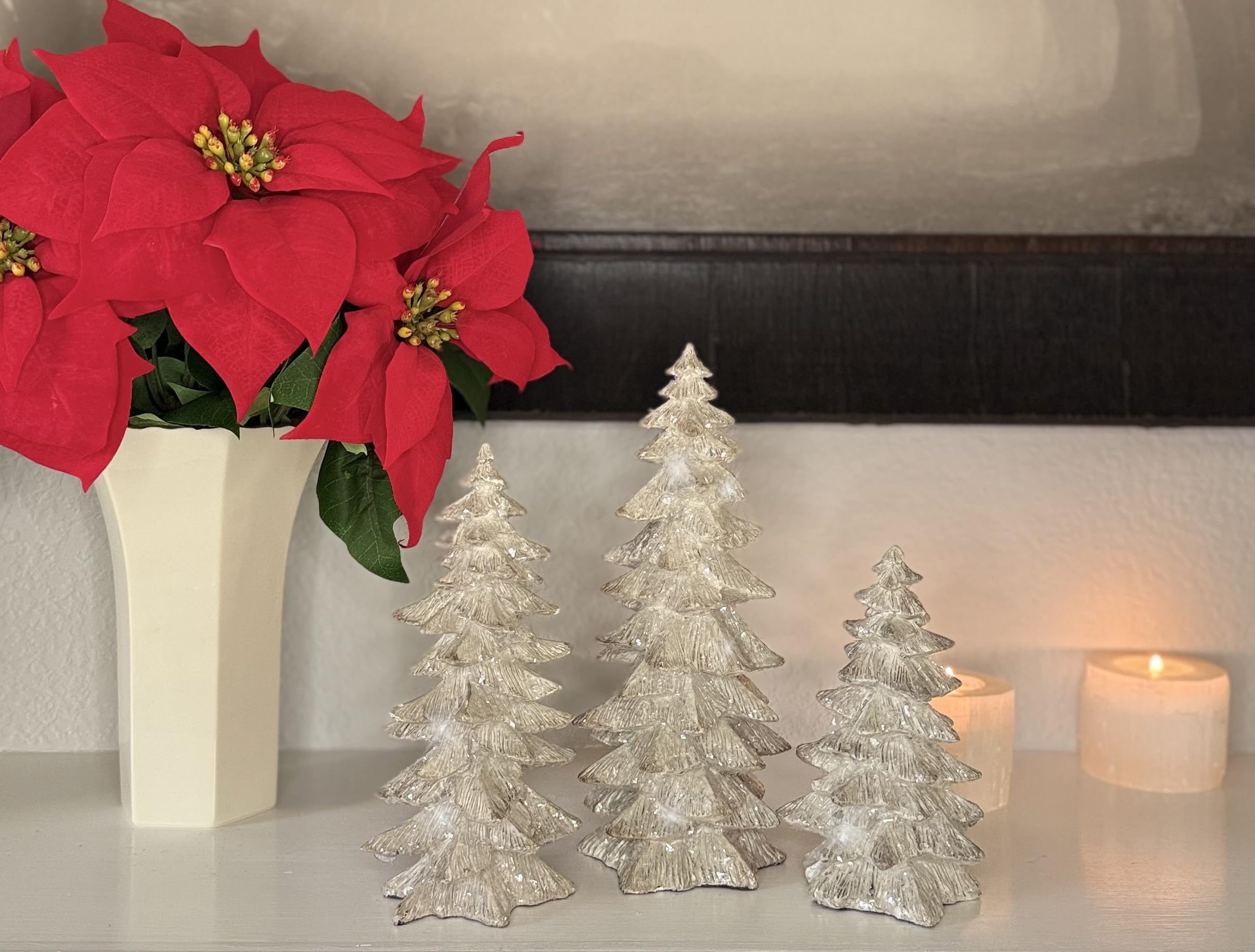 Amazon.com: Set of 3 Antique White Glittered Christmas Trees- 6.25