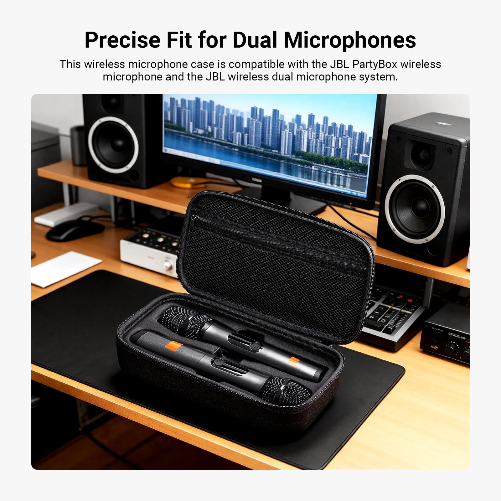 NEEWER Wireless Microphone Case Compatible with JBL PartyBox Dual Mic System, Estuche Rígido Viaje Travel Carrying Bag para Cantar Karaoke, para Receptores, Baterías, Adaptadores, Cables y Más, PD033