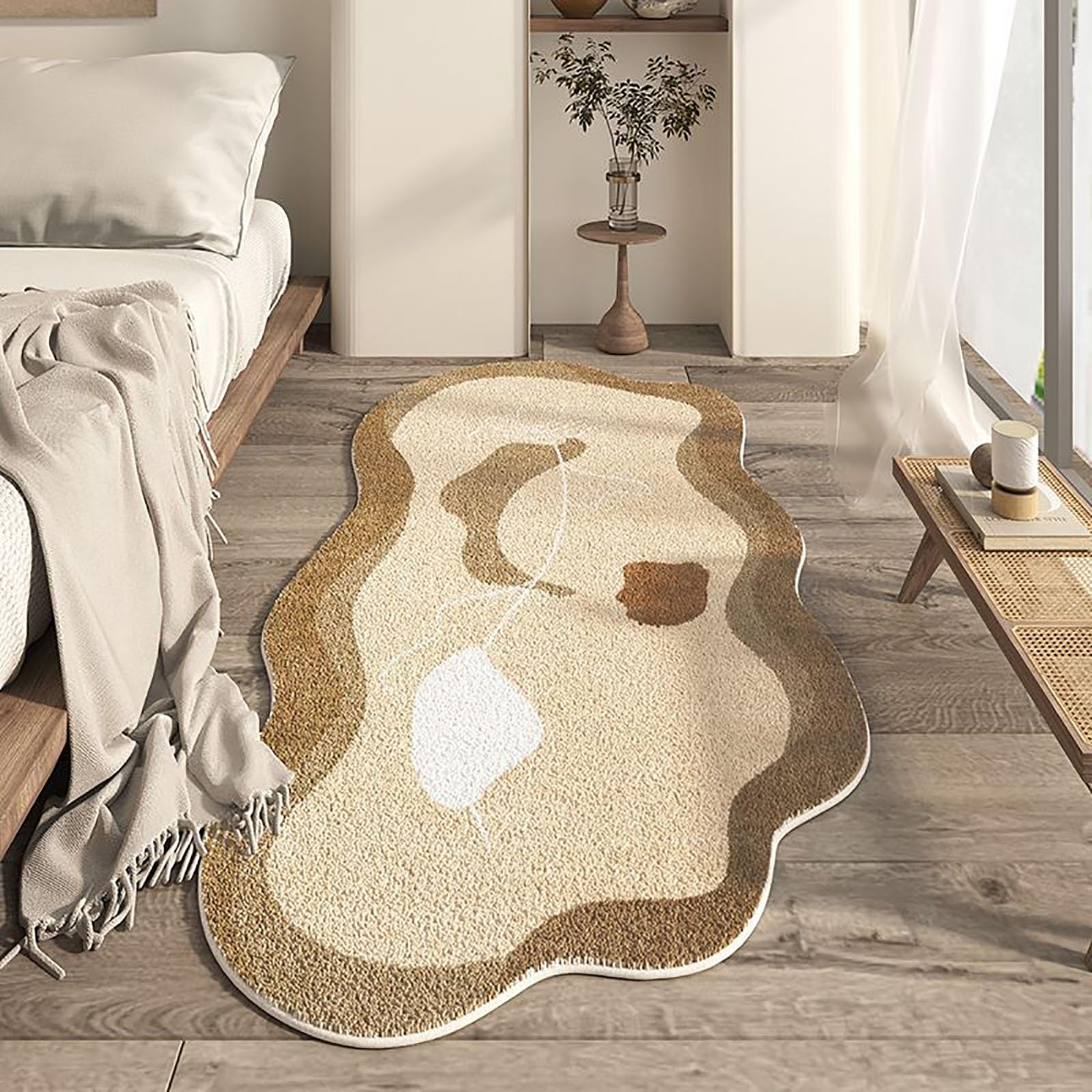 Tappeto a forma di nuvola. Morbido design irregolare in cashmere artificiale lavabile, con retro antiscivolo per una facile manutenzione, perfetto per soggiorno, camera da letto e decorazione della