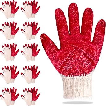 AMZ Latex Coated Work Gloves. Poly and Cotton Work Gloves Latex Coated Palms. Heavy Duty Latex Coated String Knit Gloves