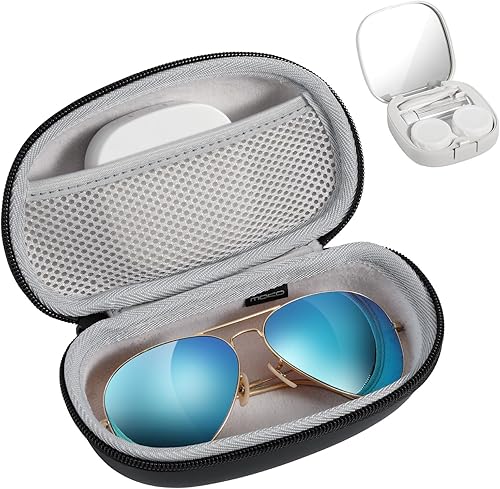 MoKo Funda portátil 2 en 1 para lentes de contacto y funda para lentes, kit de funda de lentes de contacto de viaje con removedor de pinzas de