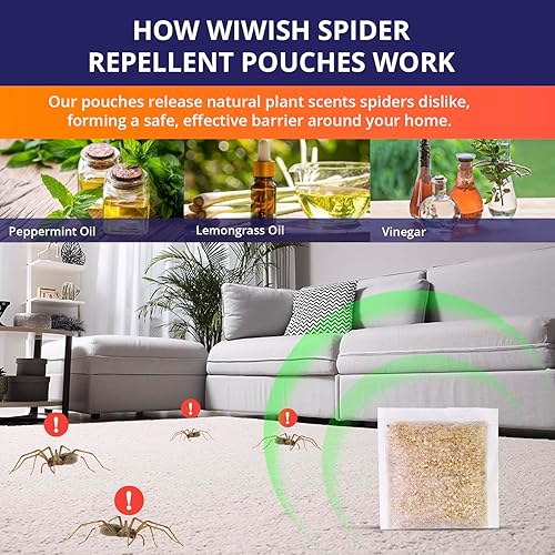 Miniatura 3 de Bolsas repelentes de arañas para interiores y exteriores eficaz disuasorio de arañas para casa, garaje, ático, seguro para niños y mascotas con