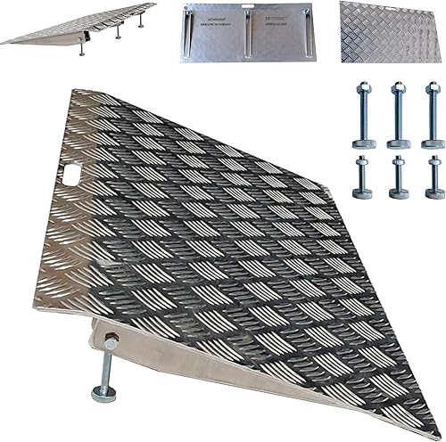 Miniatura 1 de WORHAN Rampa de umbral para silla de ruedas, plataforma de carga de aluminio rígido, altura variable, superficie antideslizante, 662 libras, puente