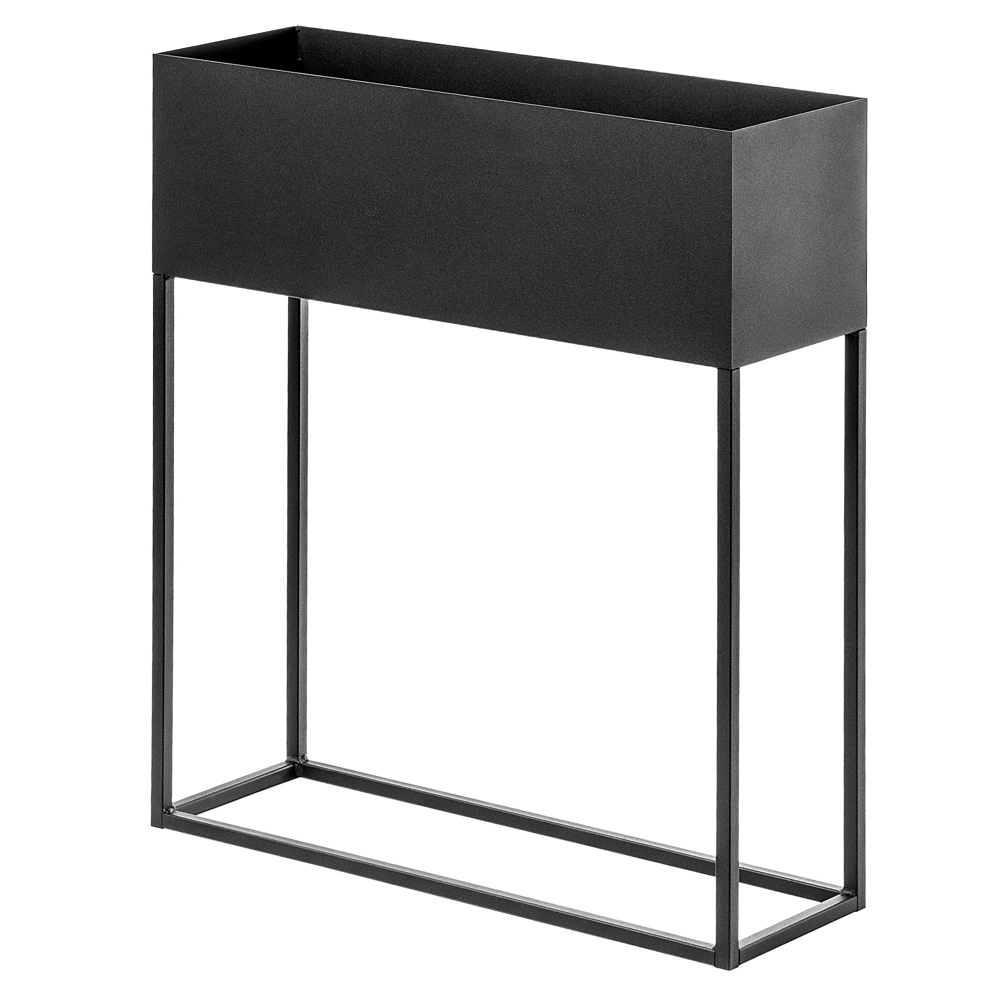 KADAX Jardinera ancha de barra de acero negro, soporte para flores para interior y exterior, parterre, maceta, macetero, soporte para flores (altura: 70 cm)