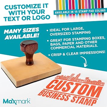 Custom Logo Hand Stamp - Personalized Wood Rubber Stamp - Upload Your Own Image (3x3)