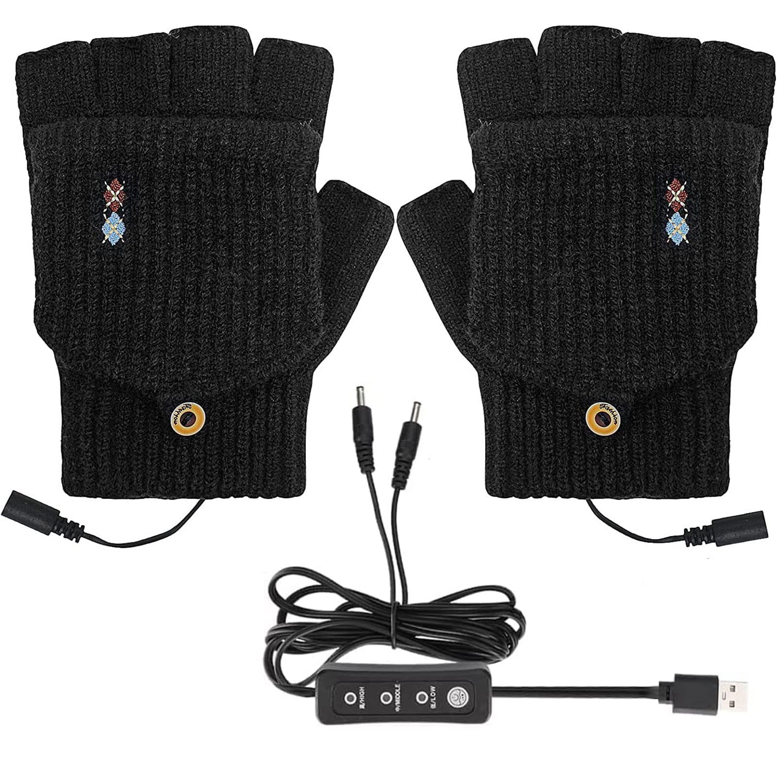 Mitaines Chauffantes USB - Gants Électriques Lavables Homme Femme - Doigts Complets Ou Demi-Doigts - Pour Ordinateur, Extérieur, Randonnée - 8