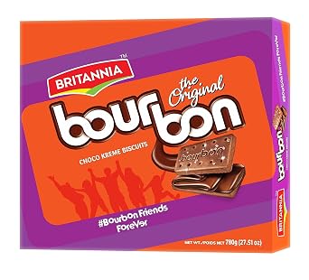 BRITANNIA Bourbon the Original - Choco Creme Biscuits 27.51oz 780g - Smooth Chocolate Cream Biscuits for Breakfast & Snacks - Topped with Sugar Crystals Pack of 1