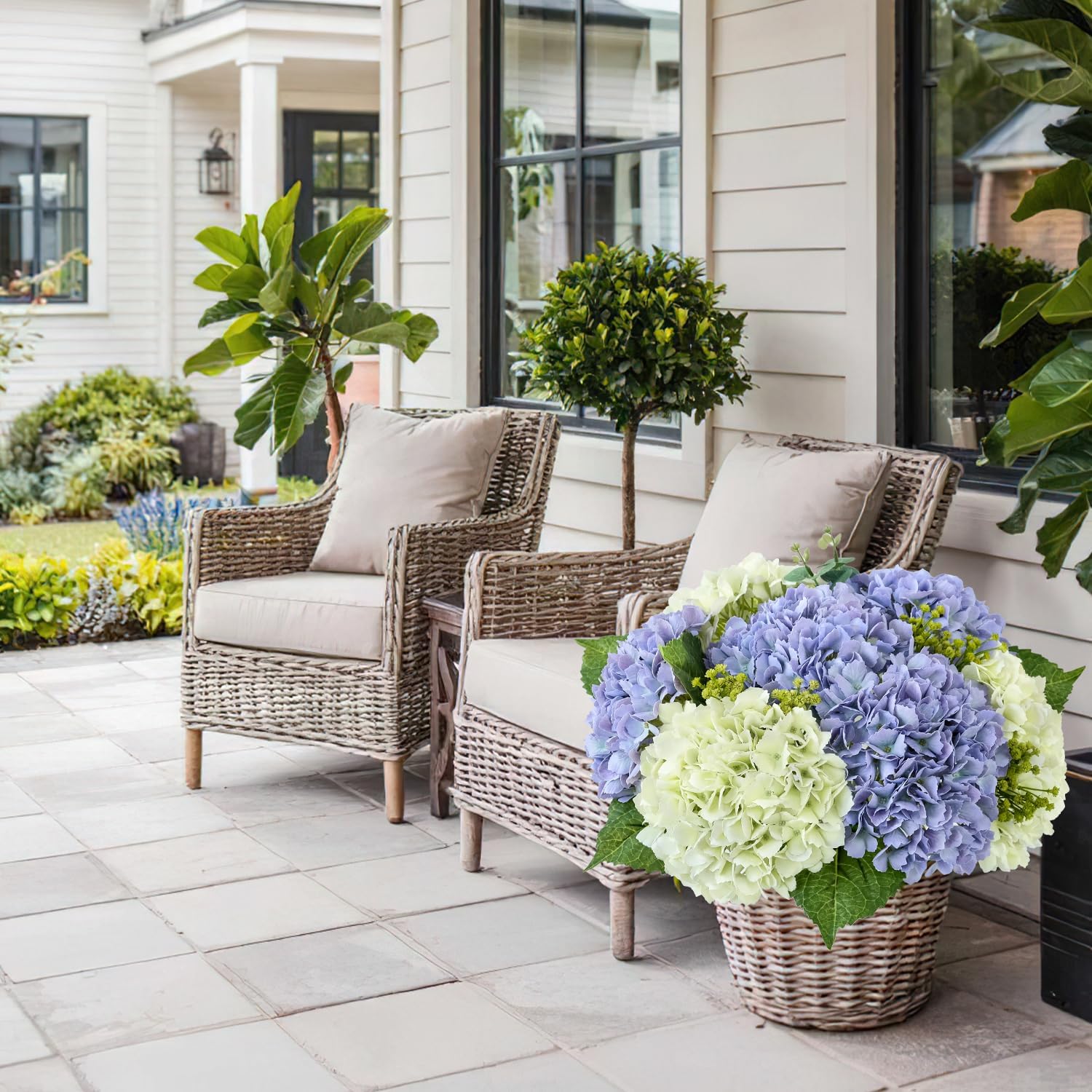 JINWOE Boho Hydrangea Artificial Flowers,3pcs 21" Latex Real Touch Flowers, Faux Flowers Fake Artificial Hydrangeas with Stems for Bouquet Table Centerpieces （Light Purple）