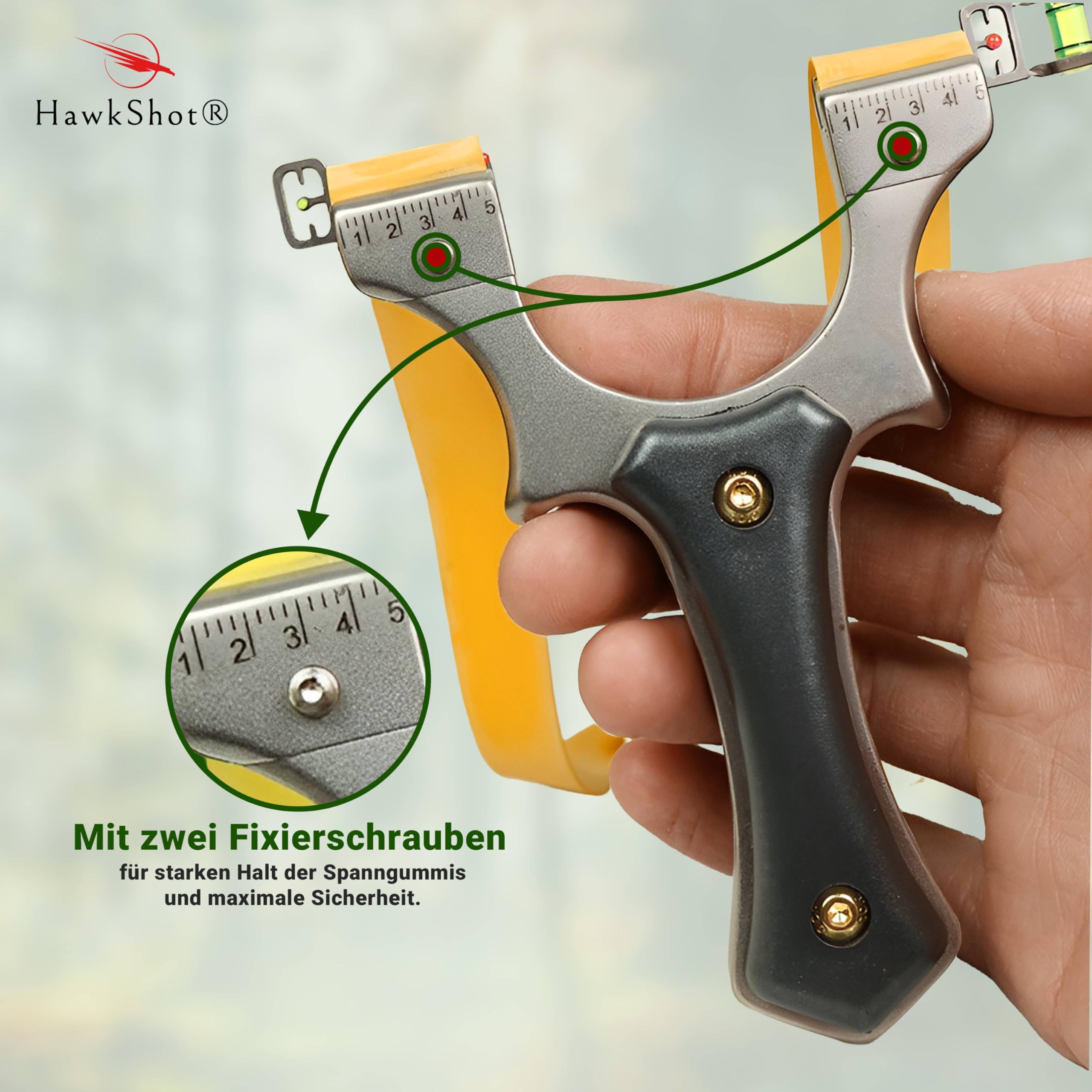 HawkShot® Profi Stahl Steinschleuder Shadow-Hit Pro mit massivem Stahlkorpus & ABS Griffschalen