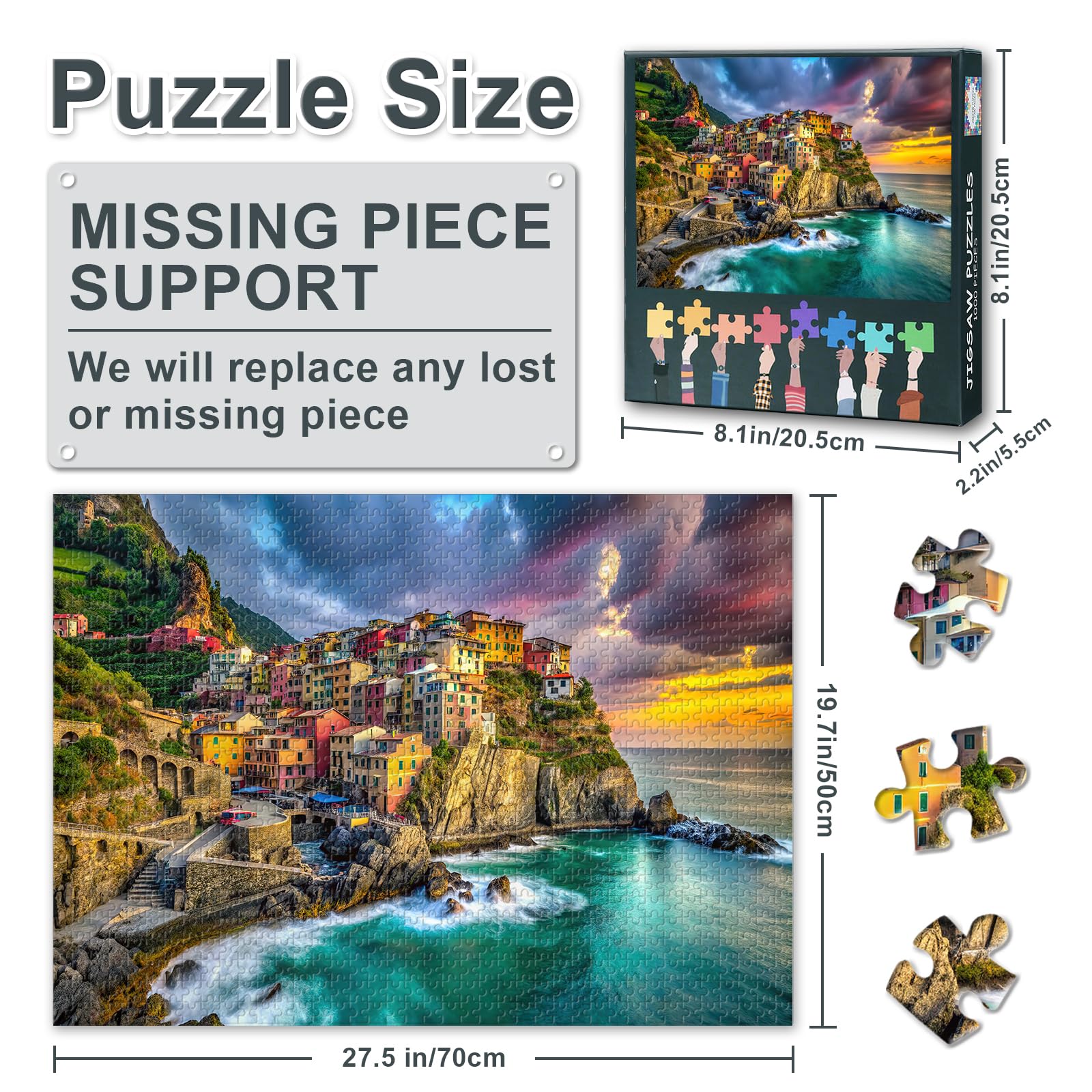 Cinque Terre, Stunning 1000 Piece Puzzle for Adults - Image 3