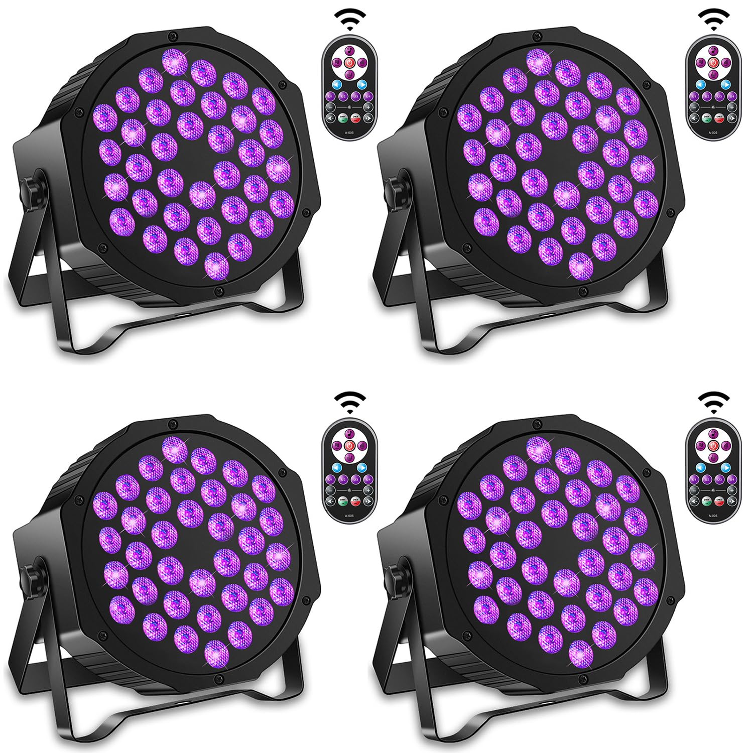 Lumières noires UV pour glow party 36W LED avec DMX et télécommande