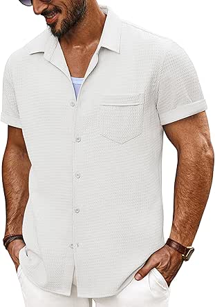 PJ PAUL JONES Mens Casual Button Down Shirts - Short Bhutan