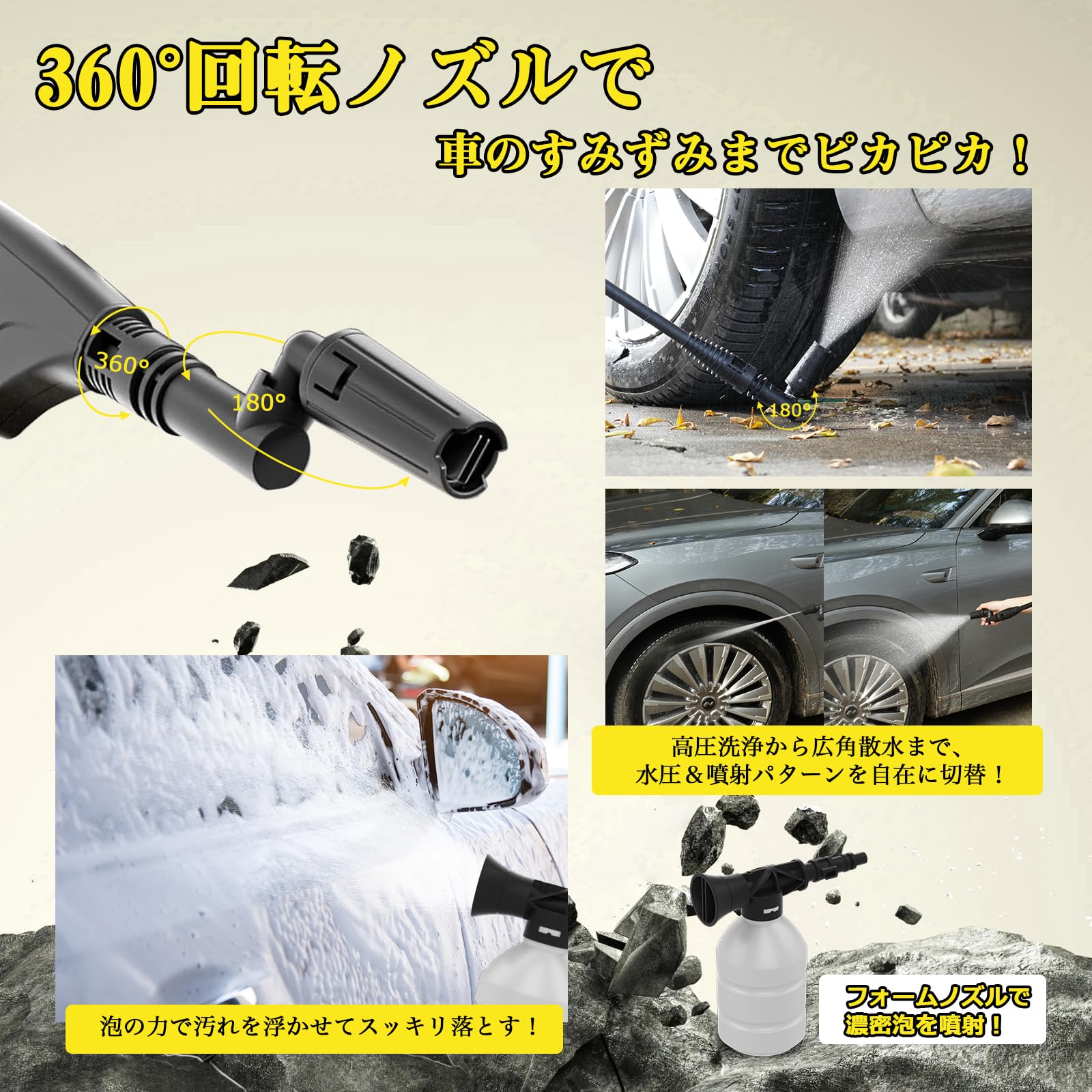 Amazon | Perrace 高圧洗浄機 コードレス 充電式 8MPa強力水圧 7段階