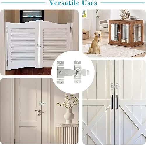 Miniatura 7 de Alise Cerradura de puerta de seguridad para valla de madera de granero, puertas francesas deslizantes, cerraduras de hardware de acero inoxidable