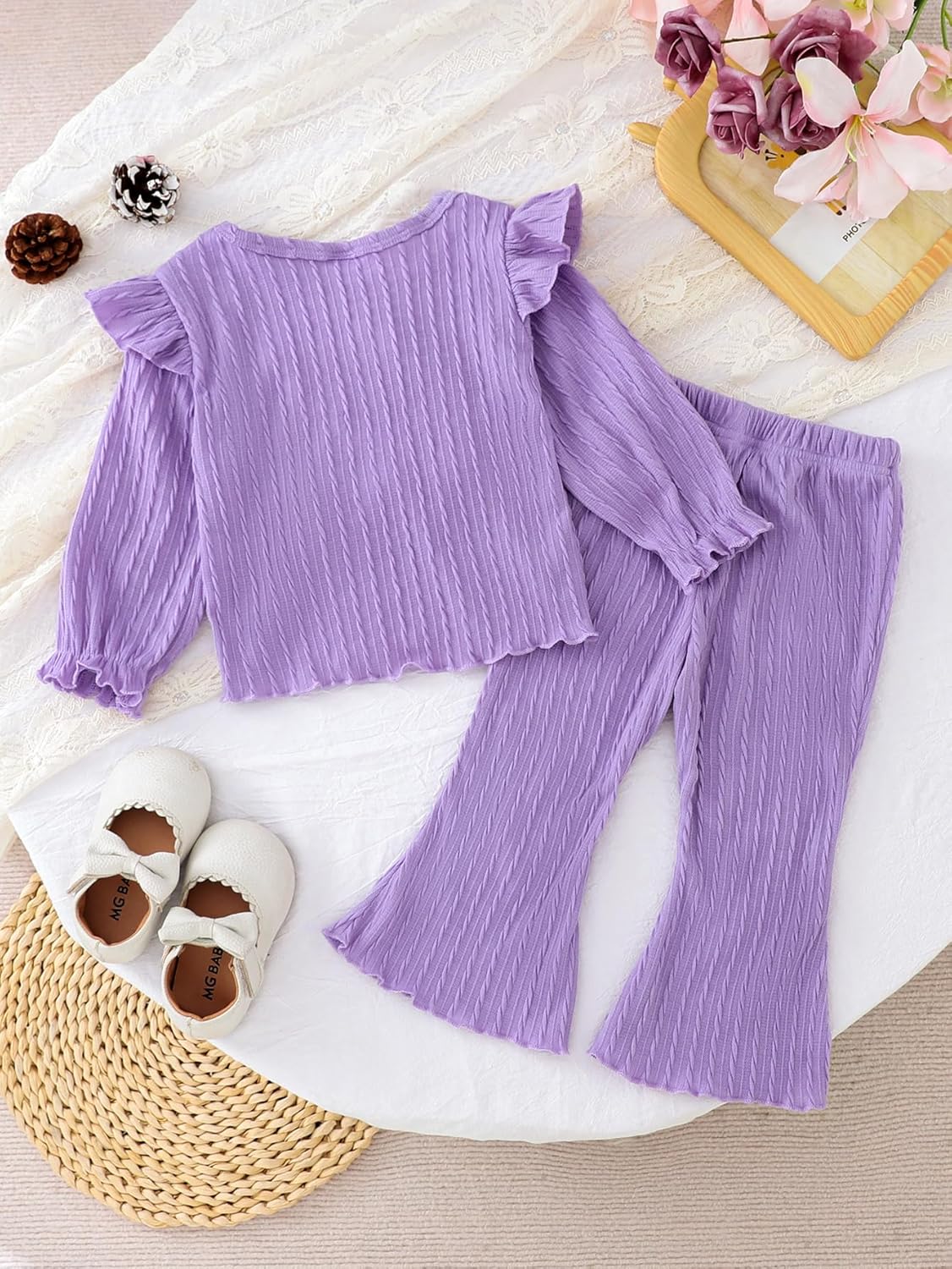 Baby Girl Clothes Infant Toddler Girl Outfit Long Sleeve Shirts Top Rufffle Pants Little Girls Clothes - Image 3