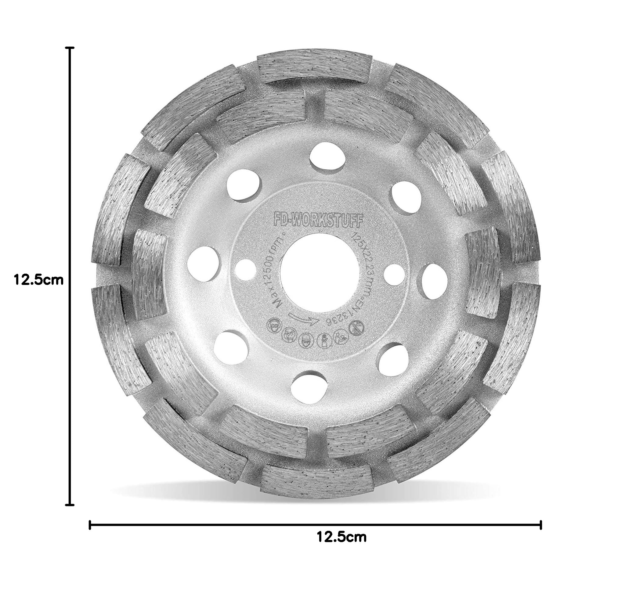 Meule boisseau diamantée FD-Workstuff Premium Ø 125 mm x 22,3 mm 2 rangées pour béton granit