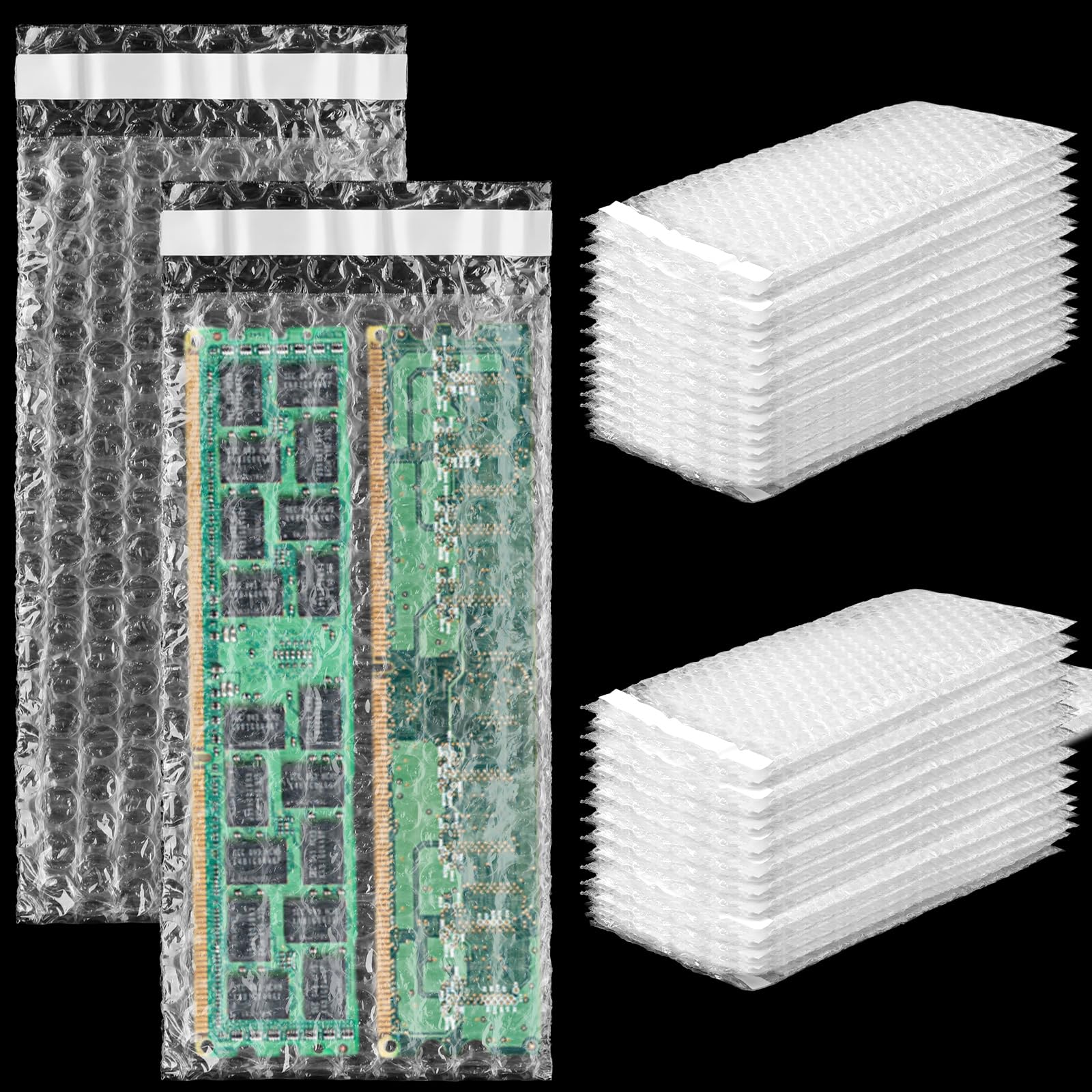 Frienda 300 Pcs Self Adhesive Bubble Bags Packing Pouches, 4" X 8"