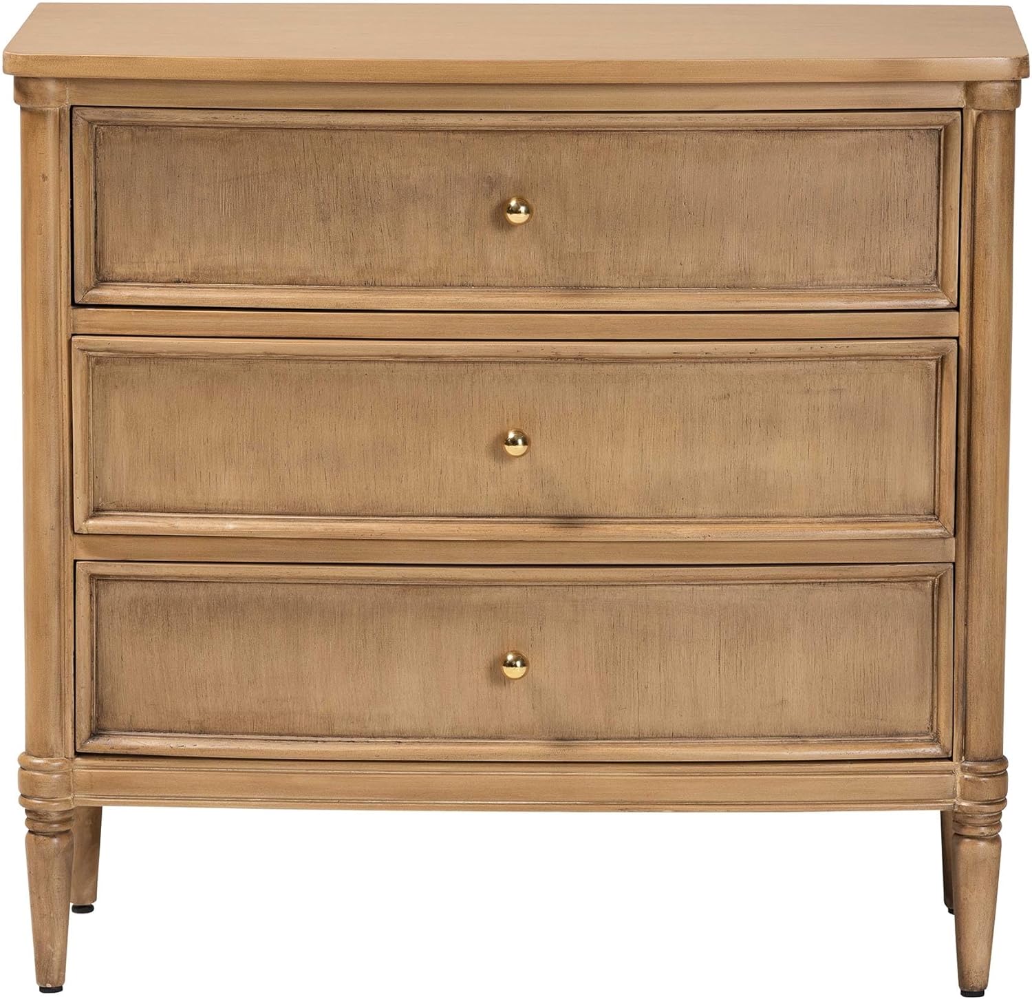 Bali & pari Karmel 3-Drawer Storage Chest with Curved Front and Tapered Legs for Bedroom