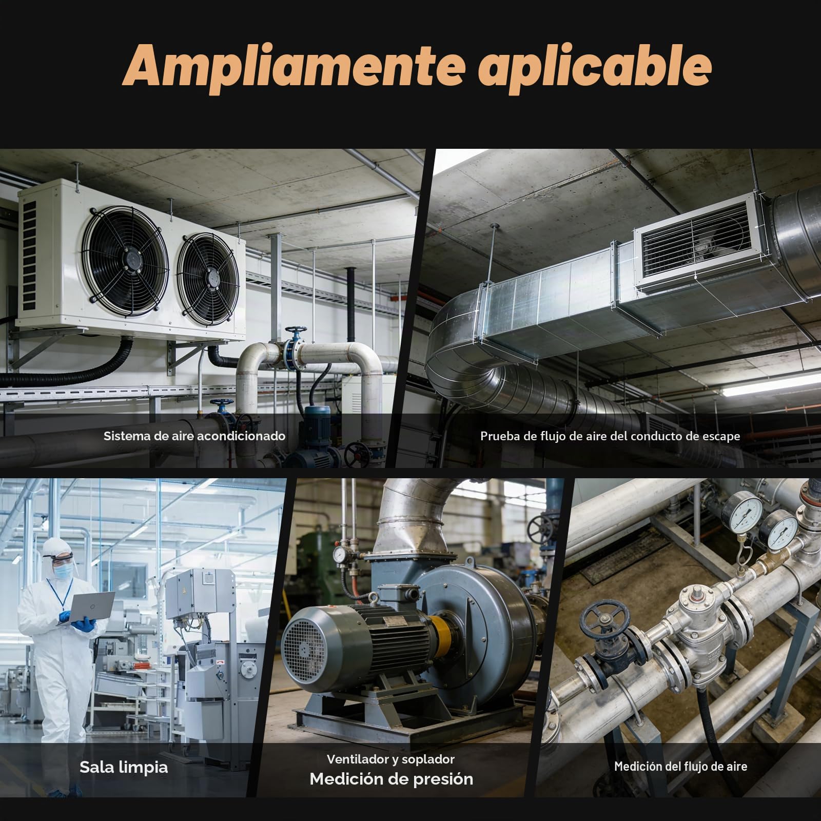 Vacuometro Digital, -101-200 kPa Manómetro ± 0,5% FS de Alta Precisión, 6 Unidades Manómetro Digital Aire Acondicionado, Función de Retención de Datos
