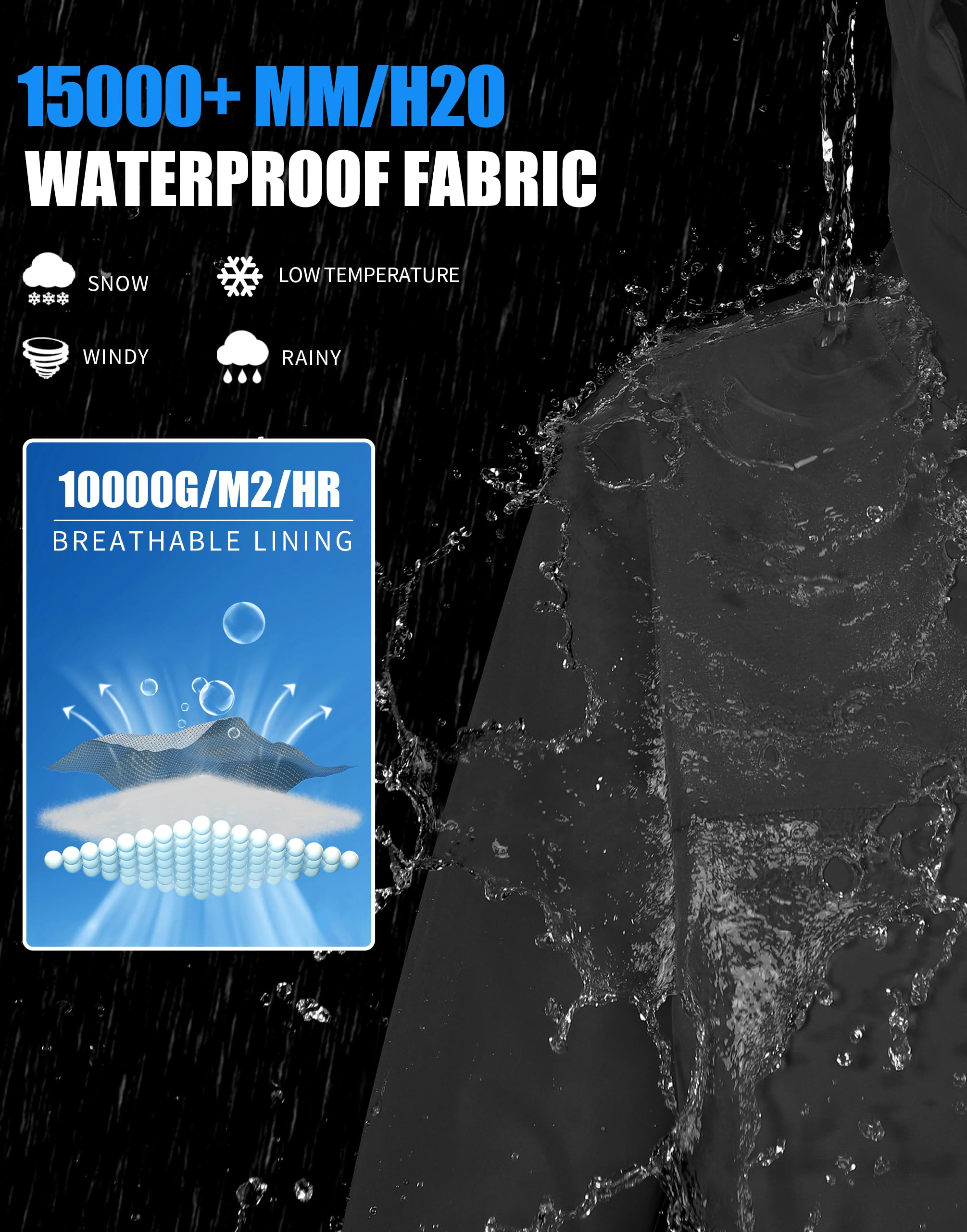 Giacca da sci da uomo, impermeabile, calda, traspirante, da snowboard, con cappuccio