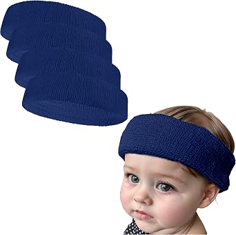 COUVER Baby Infant Terry Solid Color Headband, 4 Pieces