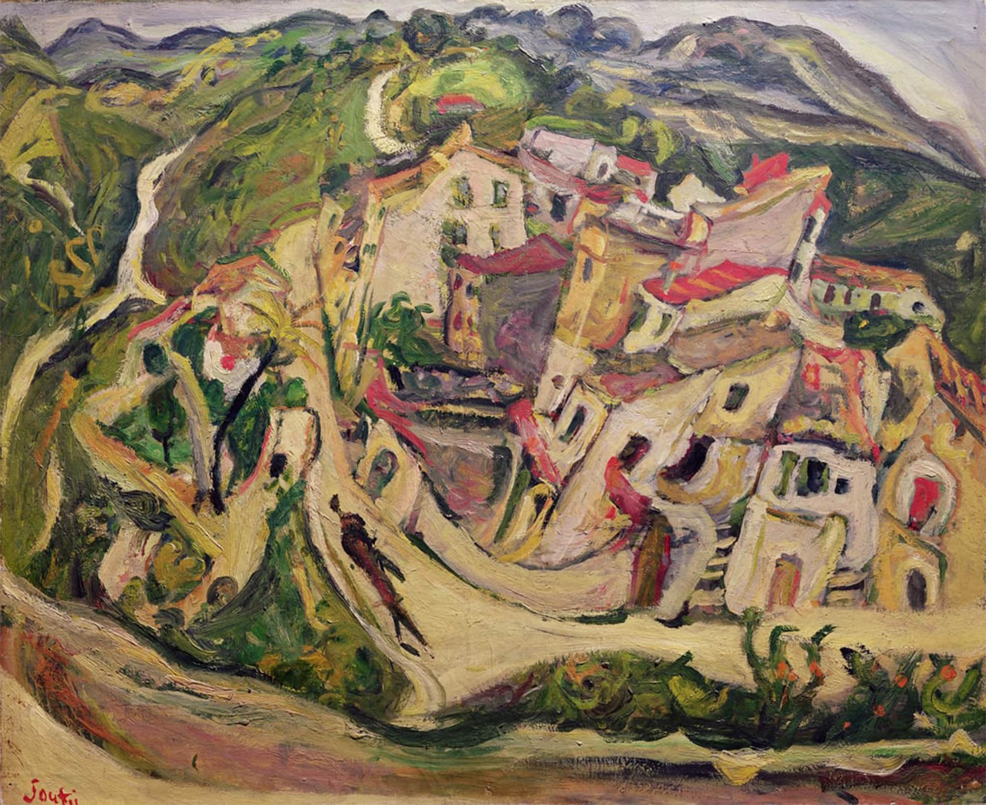 SERENDIPITP Vintage Picture Print on Canvas Wall Art Poster Houses At Cagnes by Chaim Soutine Artwork Print Poster for Wall Decor 60x90cm