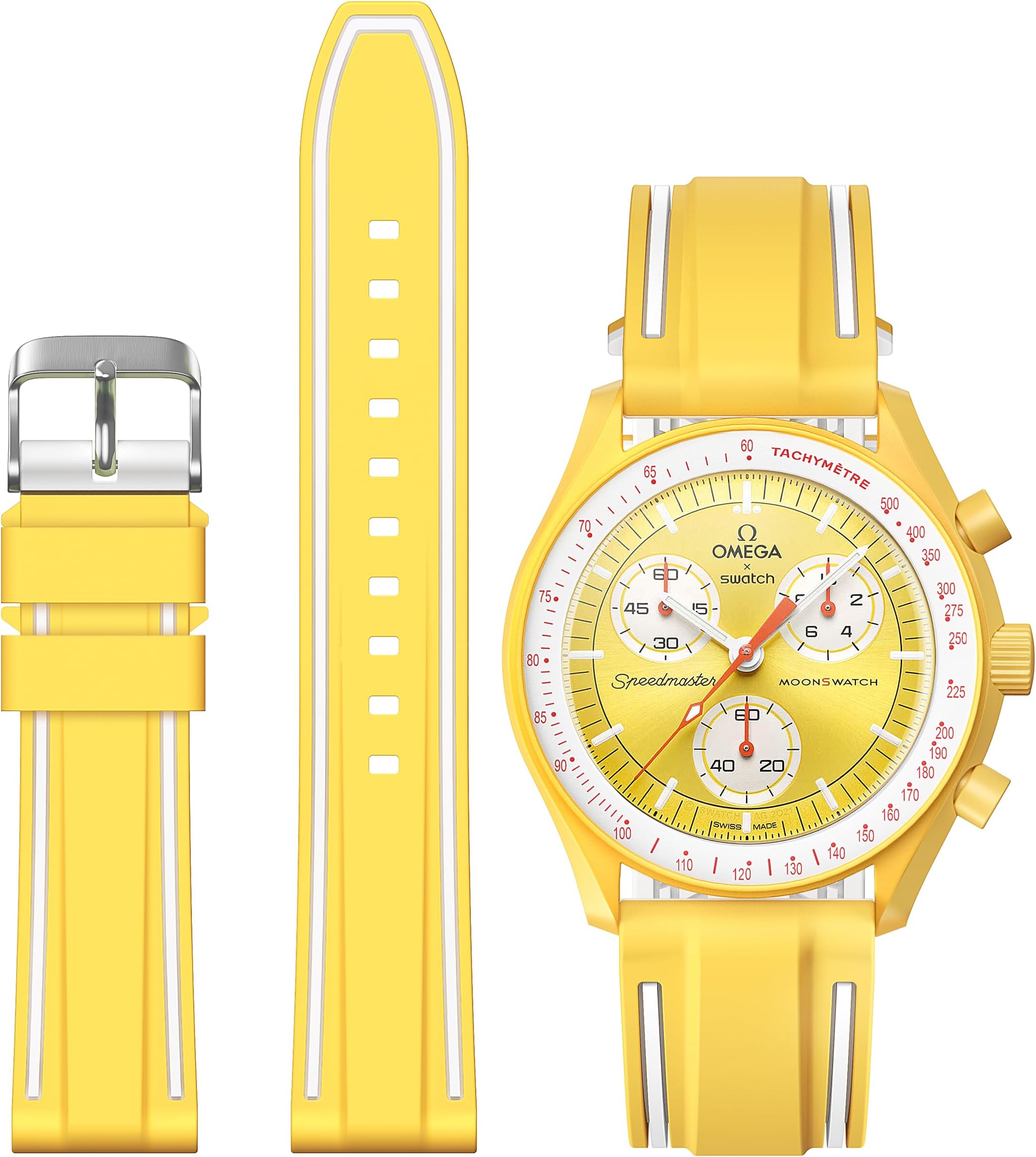 Strap for Omega x Swatch MoonSwatch/Rolex Watch/SEIKO Watch 20mm, Quick Release Omega X Swatch Moonswatch Speedmaster Watch Strap Replacement Soft Silicone Moonswatch Swatch for